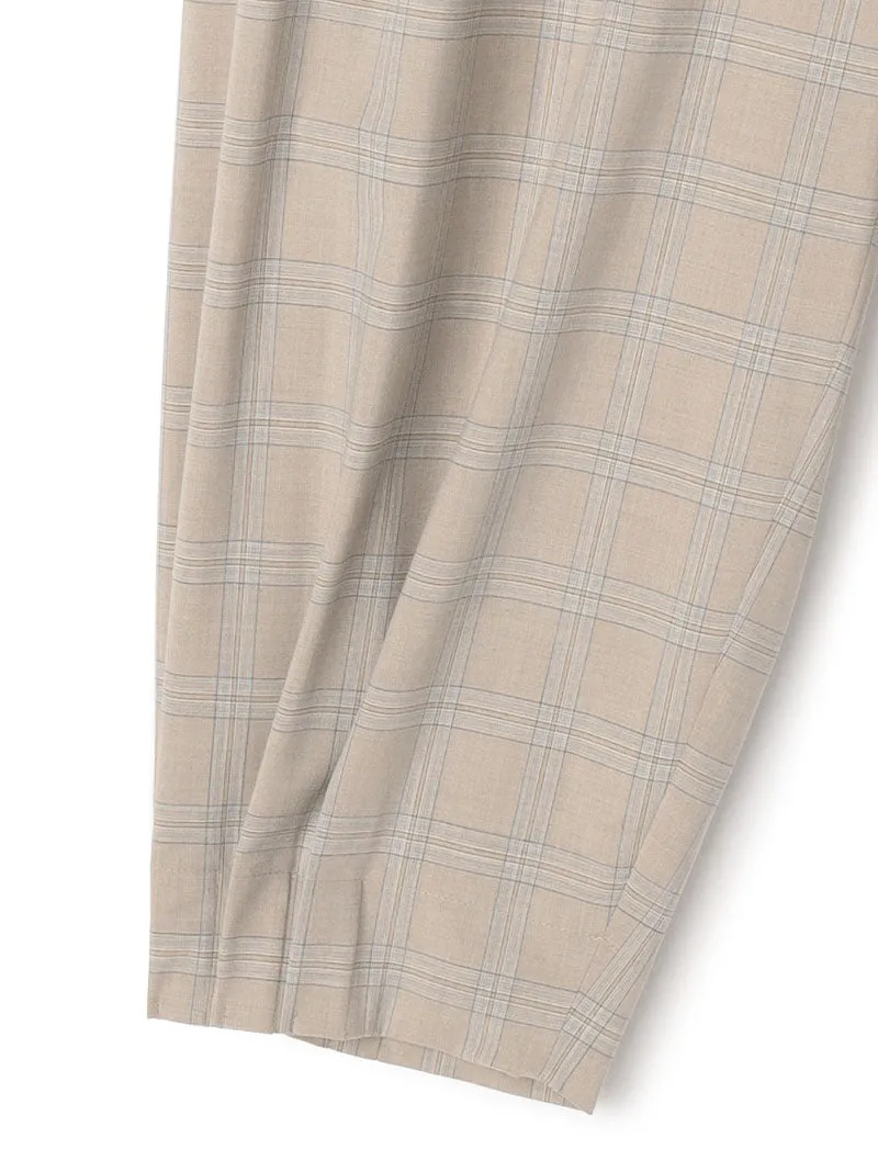 Folded Hem & Waist Check Baggy Pants