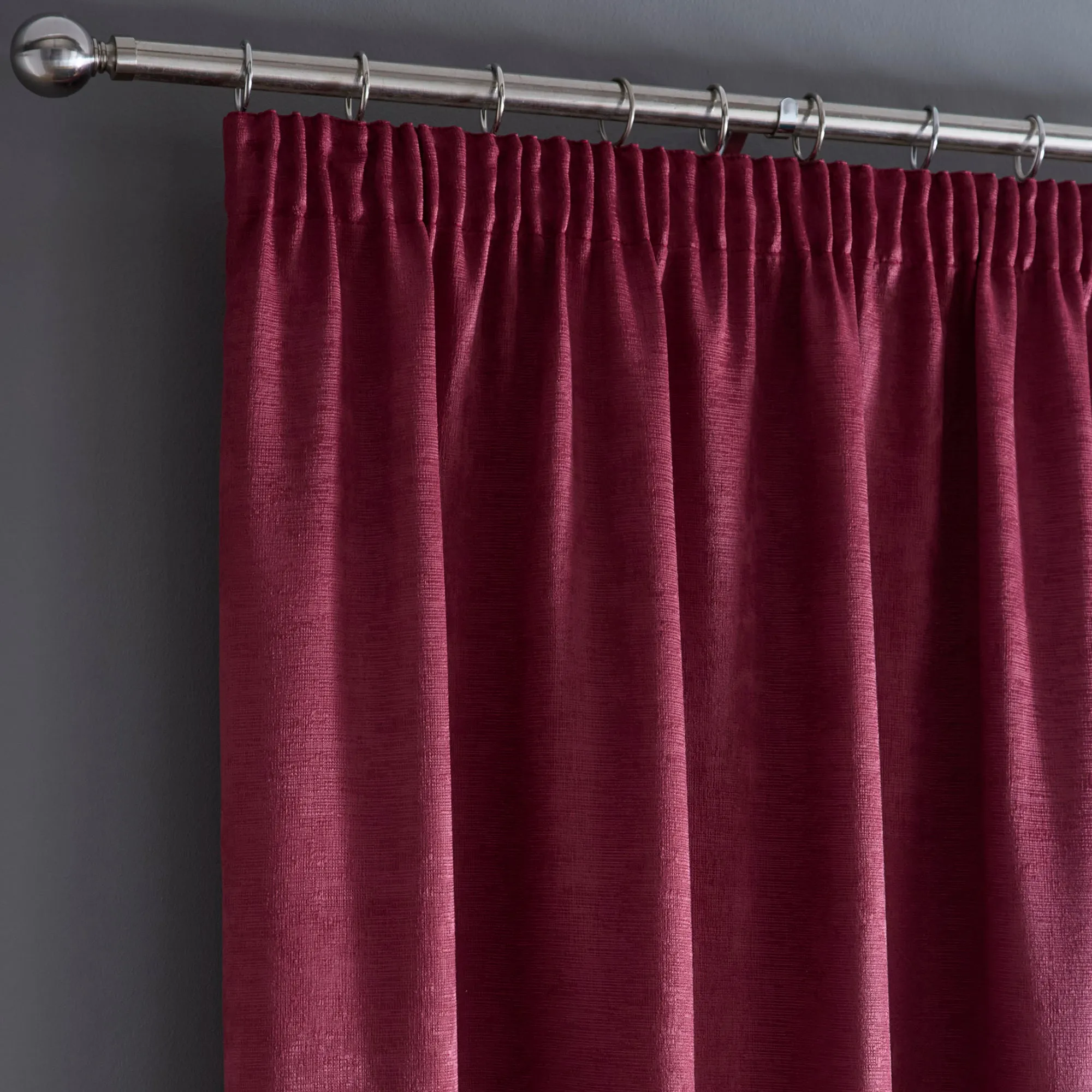 Galaxy Pair of Pencil Pleat Curtains by Fusion in Wine