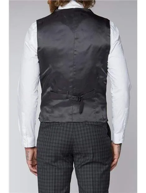 Gibson Grey Mini Check Suit Waistcoat