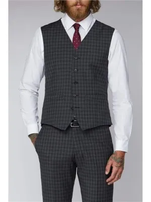 Gibson Grey Mini Check Suit Waistcoat