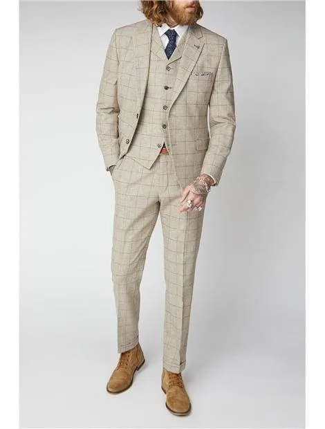 Gibson Wylam Stone  Check Tweed Waistcoat