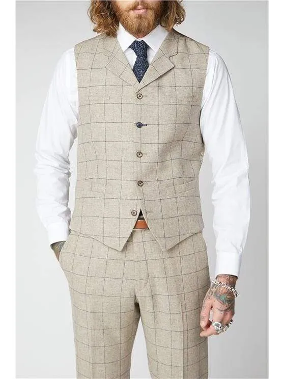 Gibson Wylam Stone  Check Tweed Waistcoat