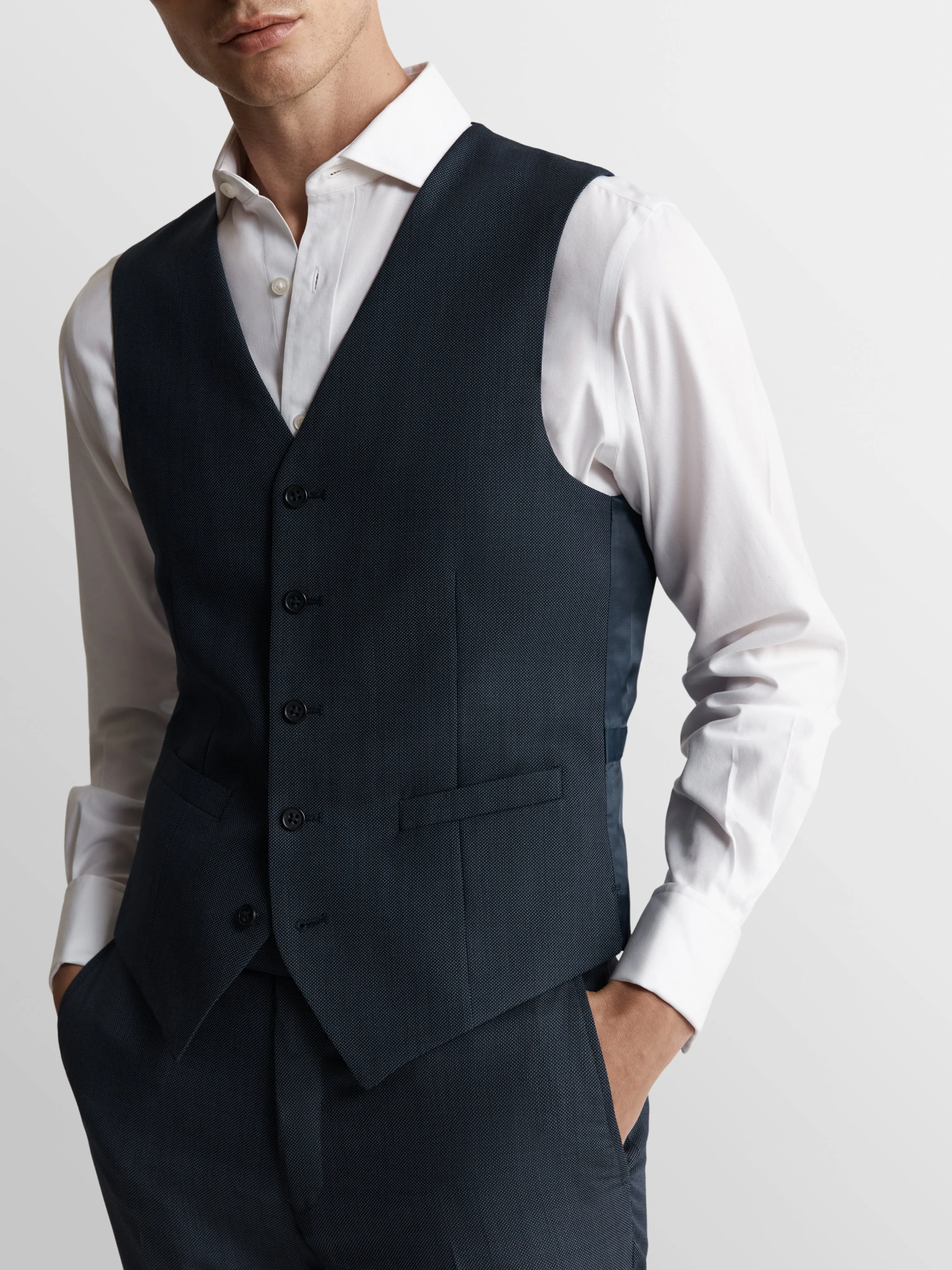 Hamlyn Coolmax Slim Denim Birdseye Waistcoat