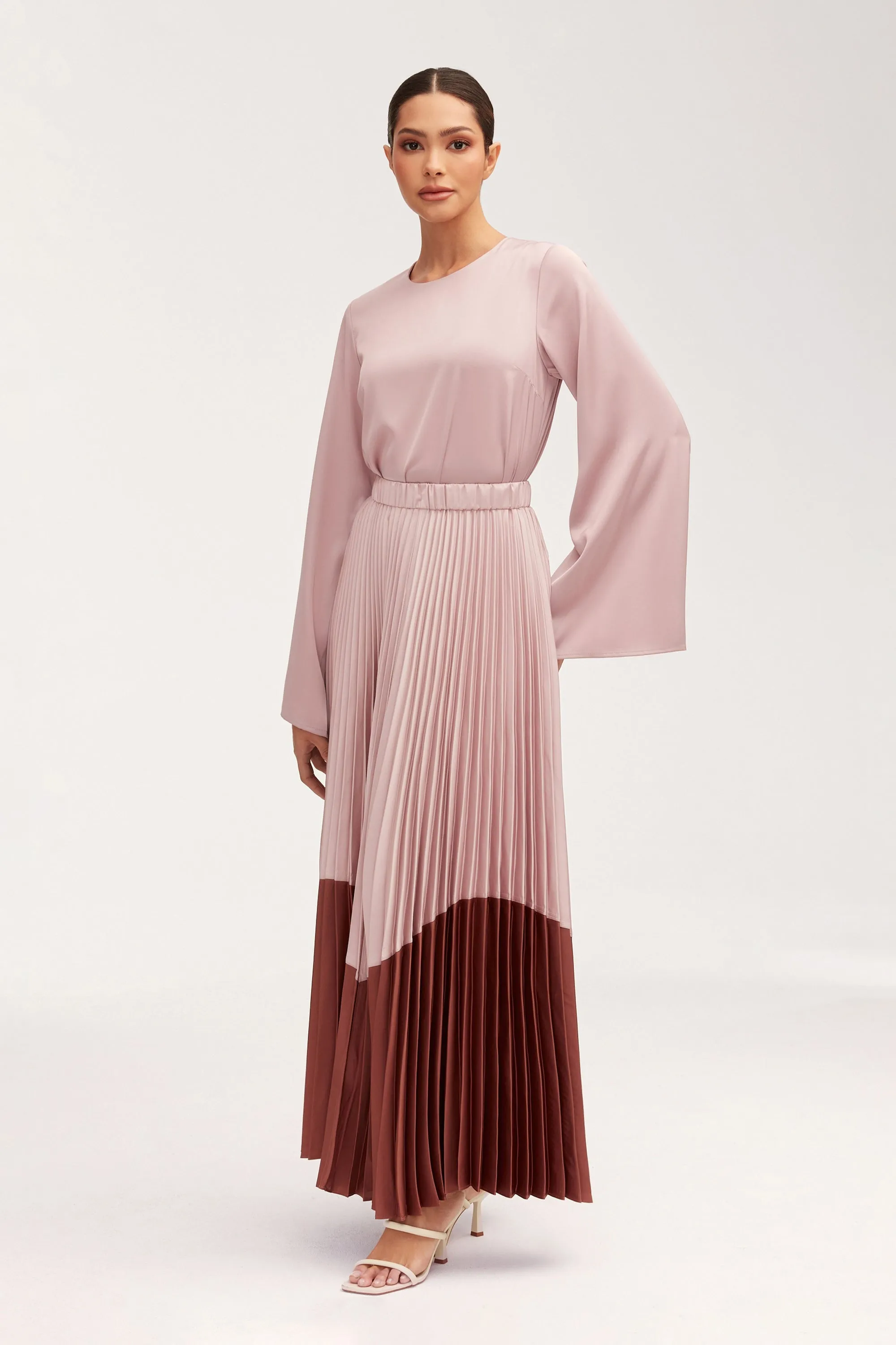 Hayfa Satin Pleated Skirt