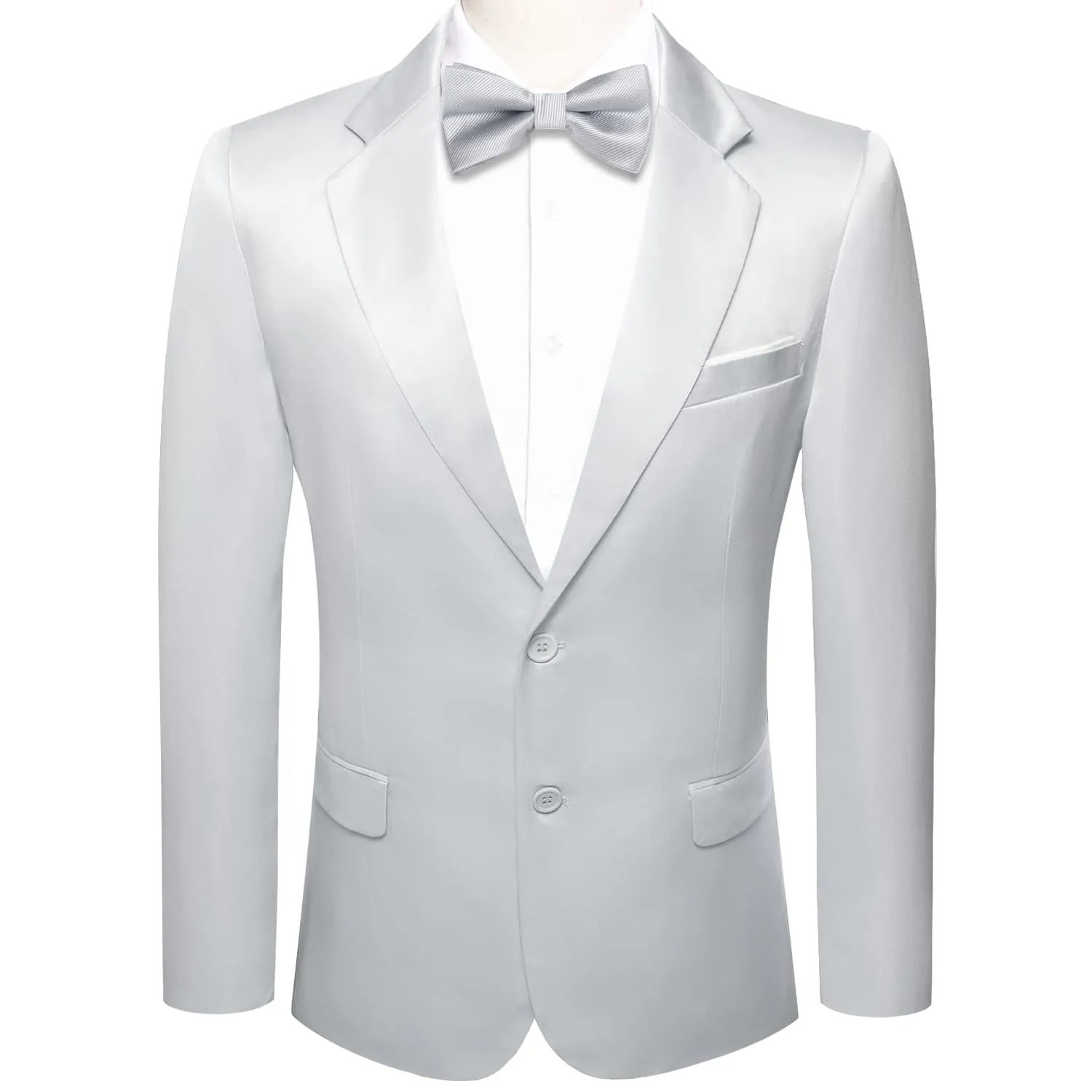 Hi-Tie Blazer Sliver Grey Men's Wedding Business Solid Top Men Suit