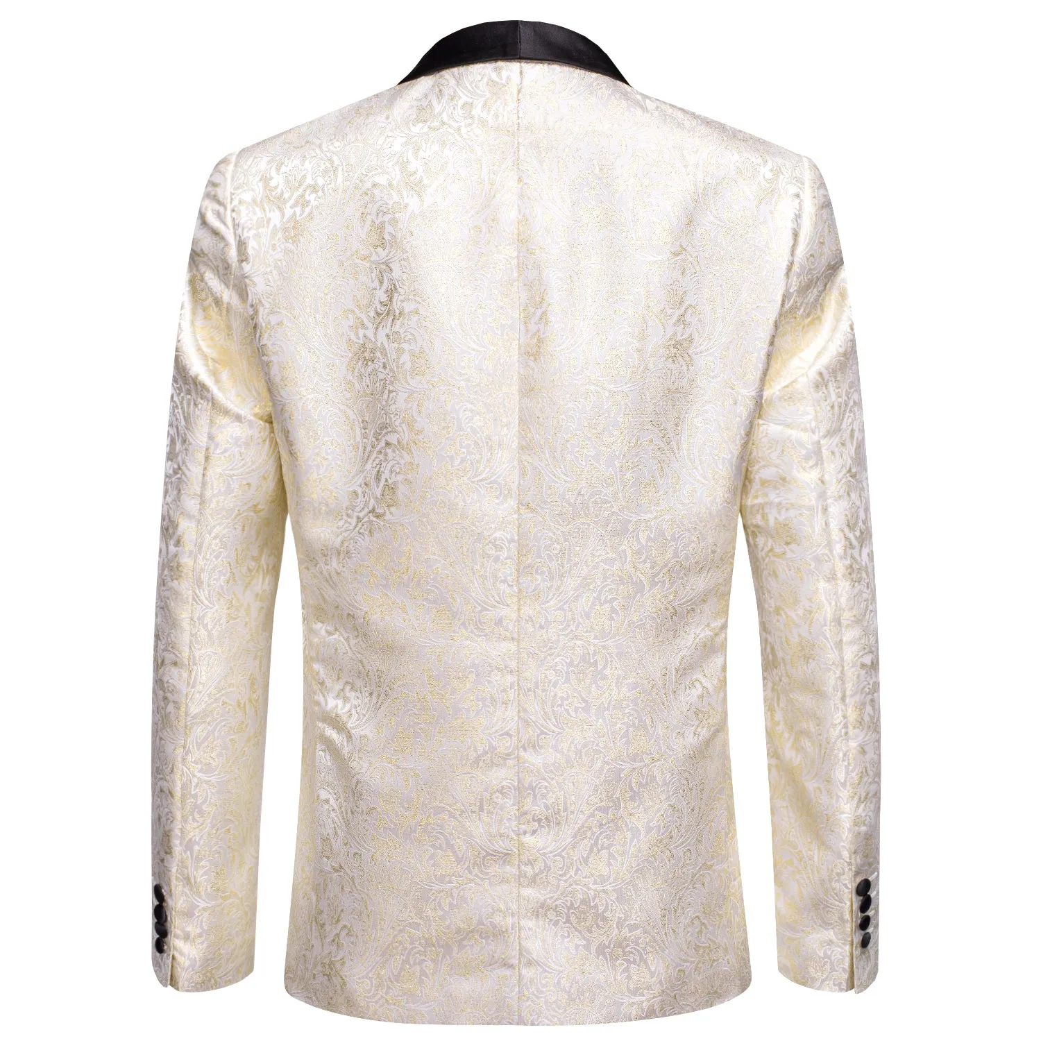 Hi-Tie Wedding Top Luxury Champagne White Paisley Men's Suit Set