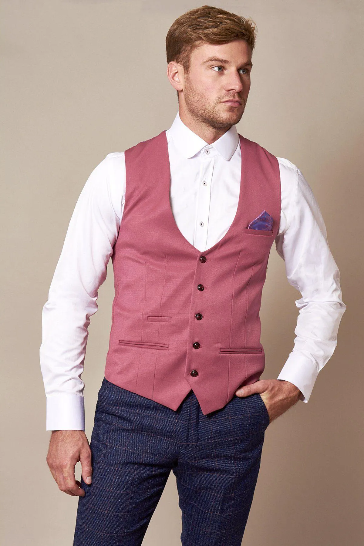 KELLY - Pink Single Breasted Waistcoat