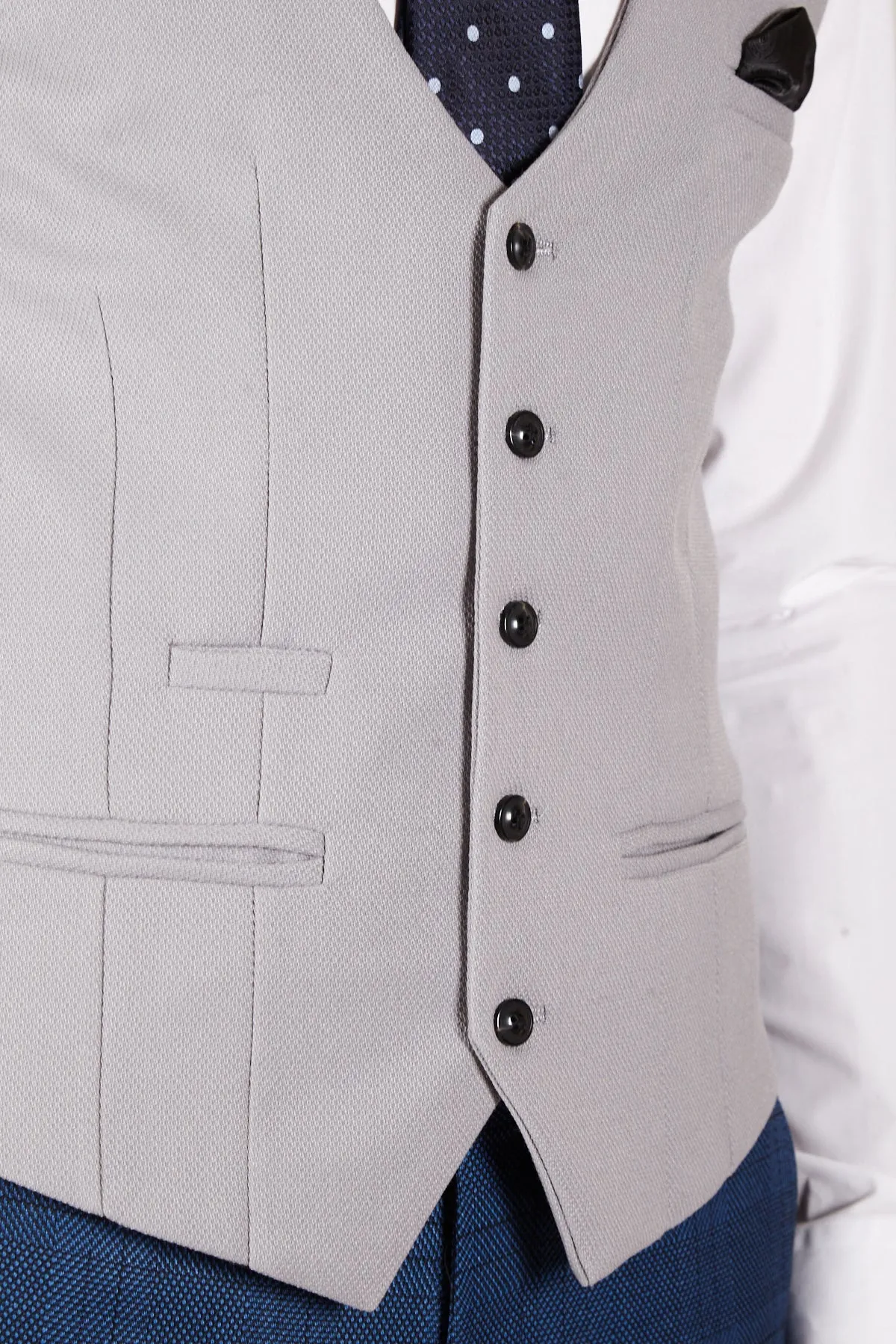 KELVIN - Silver Single Breasted Waistcoat