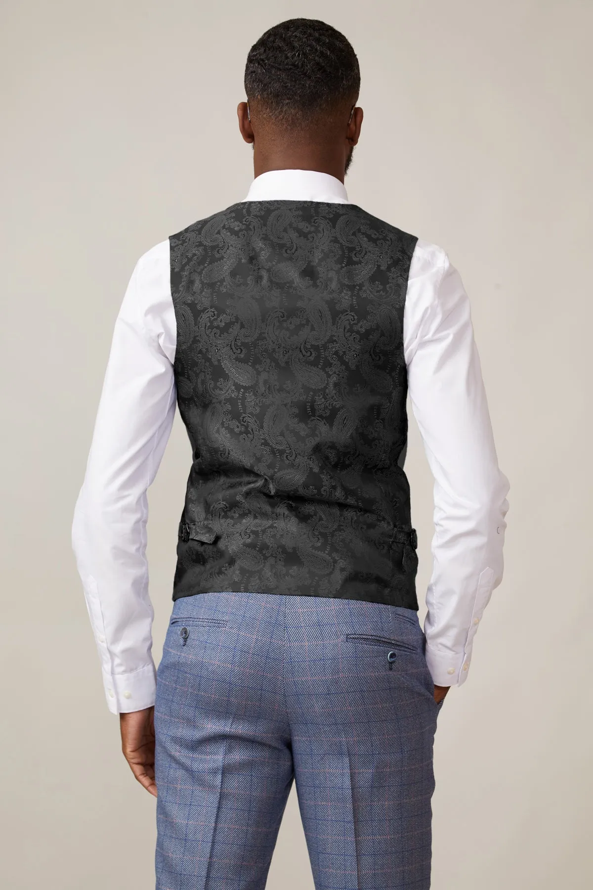 KELVIN - Silver Single Breasted Waistcoat