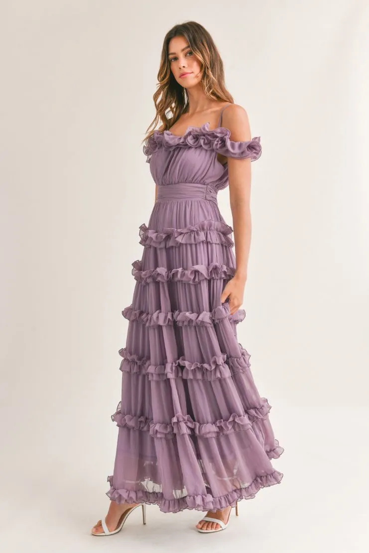 Leylani Ruffle Tiered Maxi Dress - Lavender