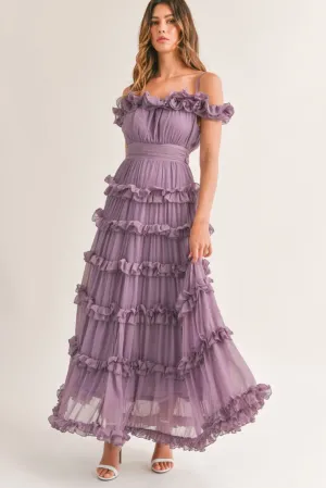 Leylani Ruffle Tiered Maxi Dress - Lavender