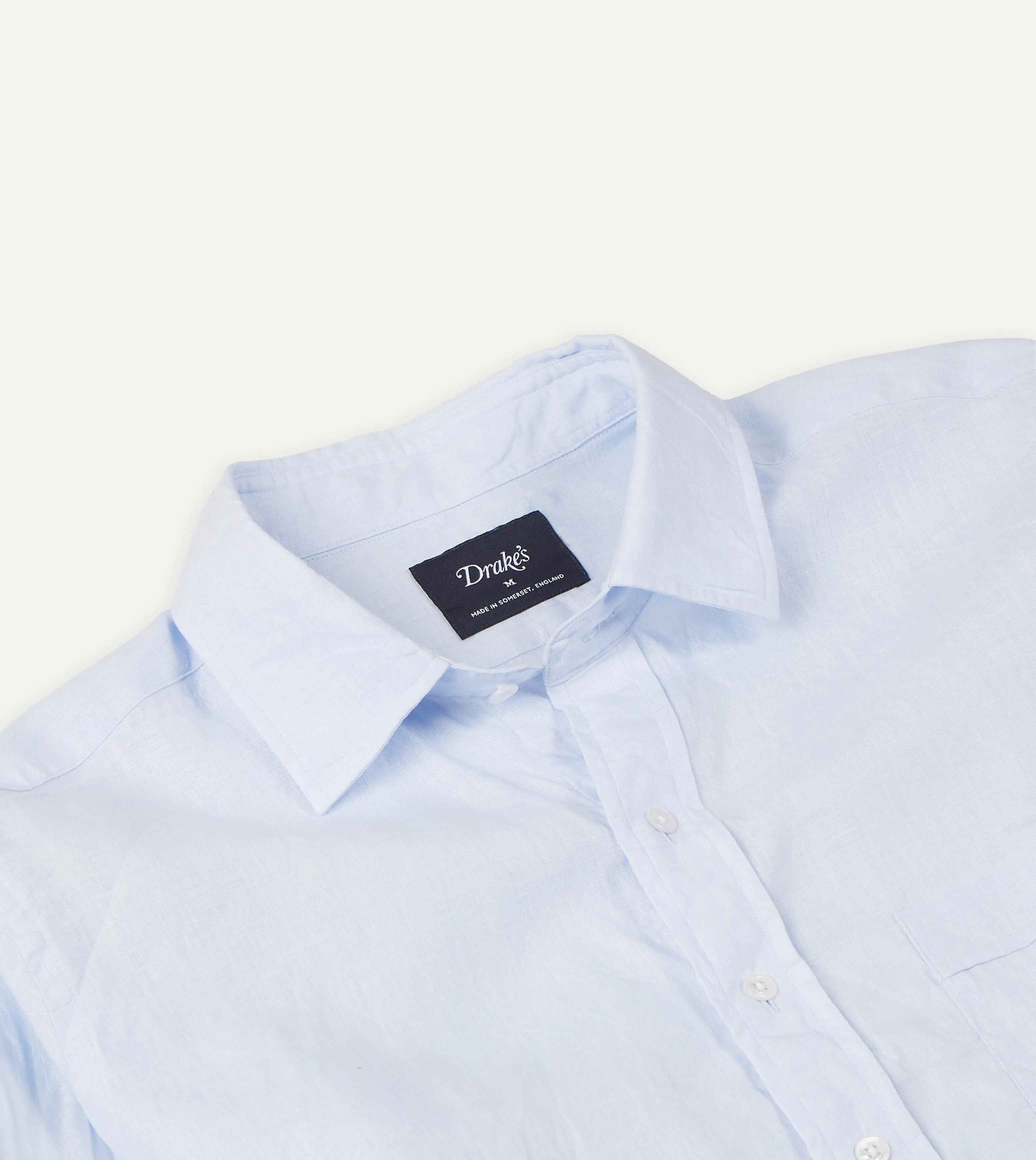 Light Blue Linen Spread Collar Shirt