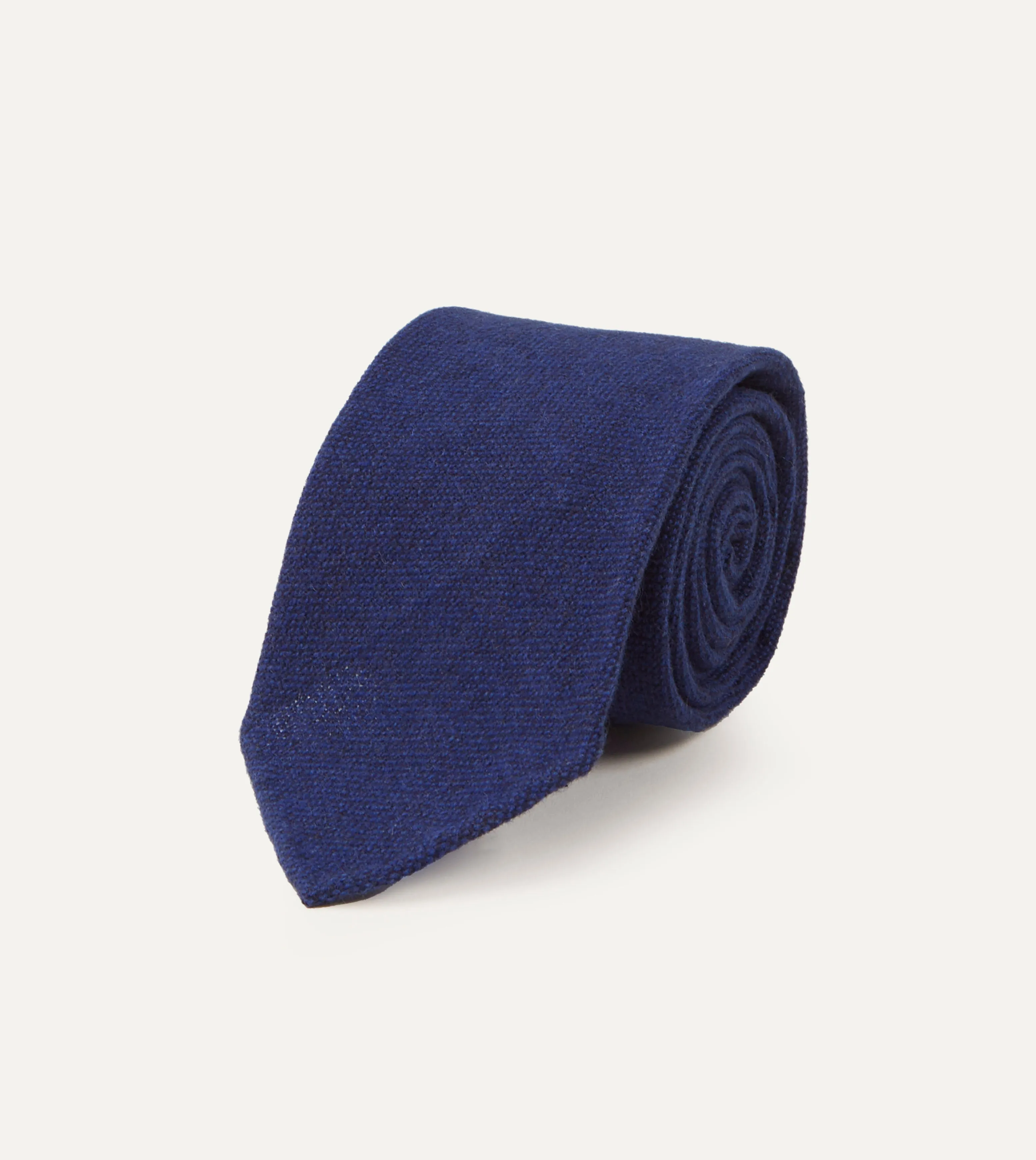 Light Navy Pure Cashmere Solid Hand Rolled Tie