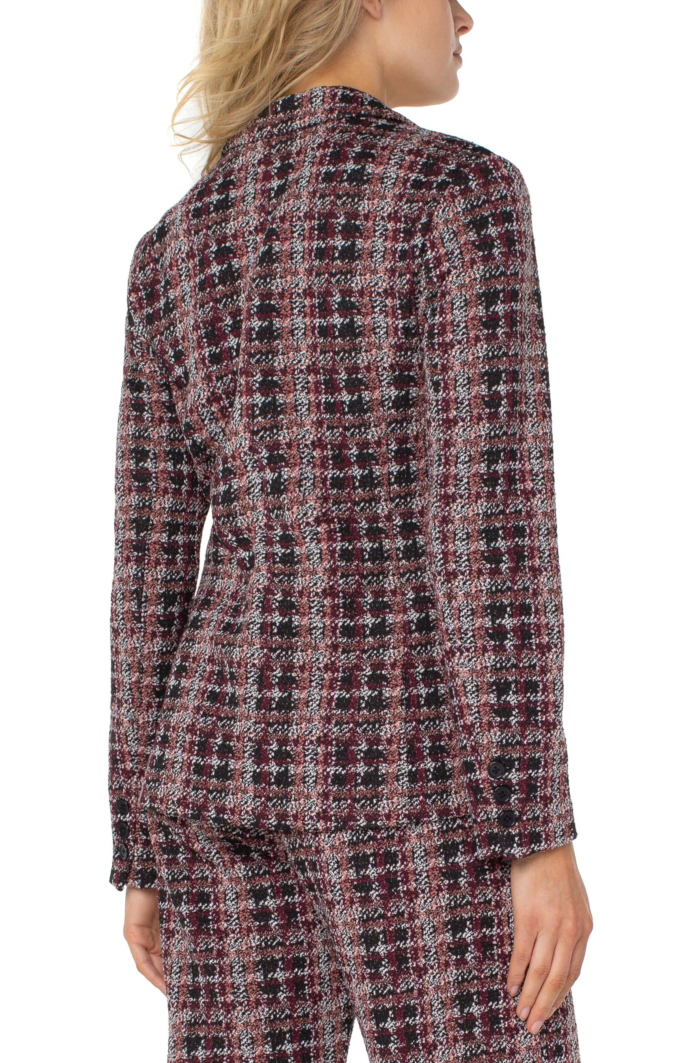 Liverpool Fitted Blazer (Pink/Black/White Plaid)