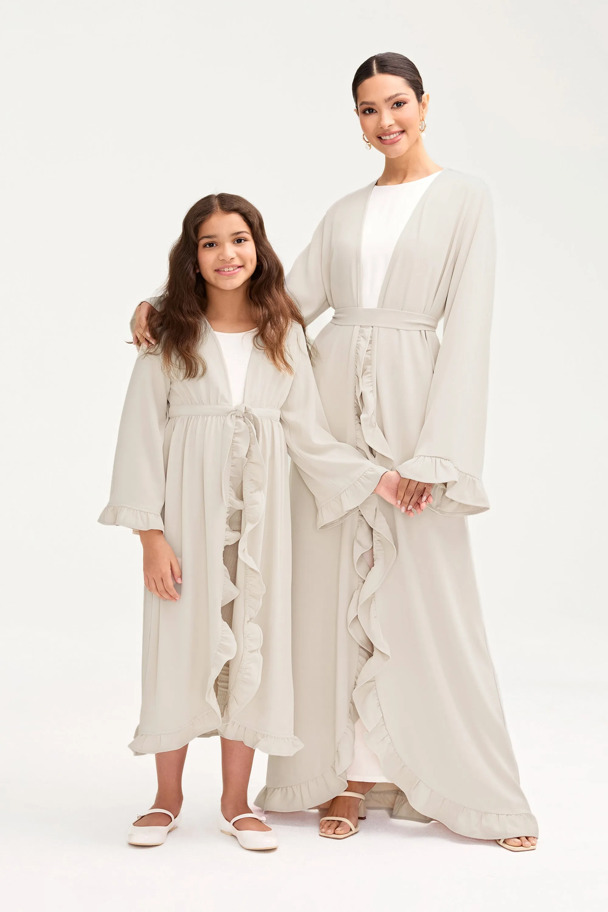 Mariam Ruffle Abaya - Stone (Girls)