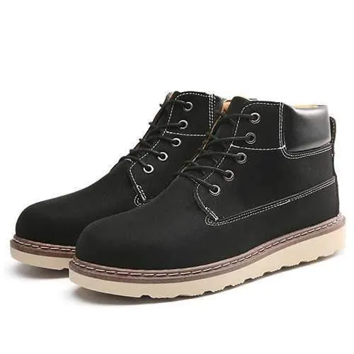 Men Casual Comfortable Leather Lace Up Boots