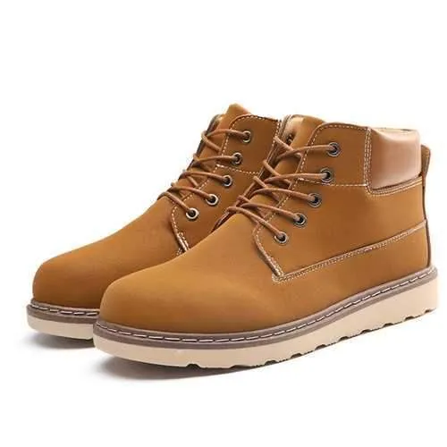 Men Casual Comfortable Leather Lace Up Boots