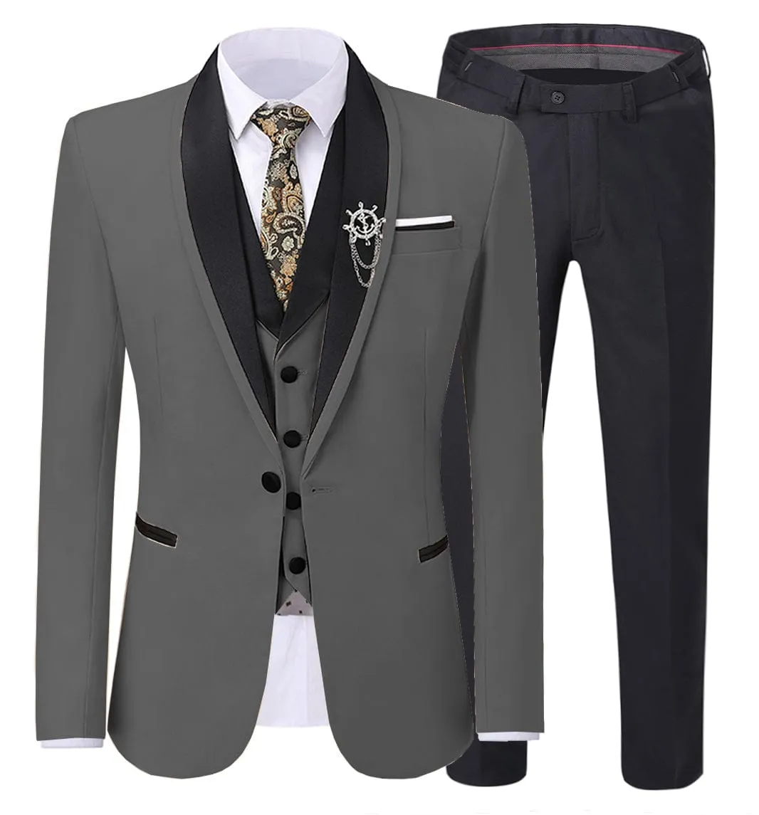 Men's 3 Pieces Classic Flat Shawl Lapel Tuxedos For Wedding  (Blazer vest Pants)