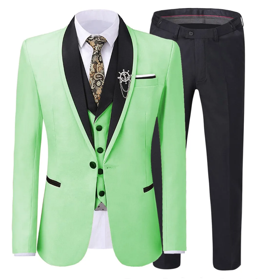 Men's 3 Pieces Classic Flat Shawl Lapel Tuxedos For Wedding  (Blazer vest Pants)