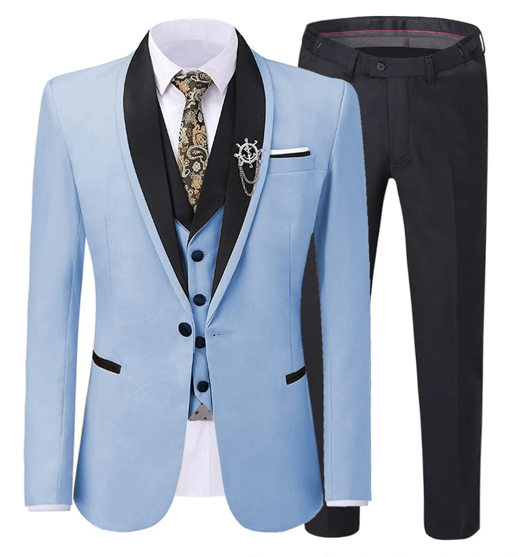 Men's 3 Pieces Classic Flat Shawl Lapel Tuxedos For Wedding  (Blazer vest Pants)