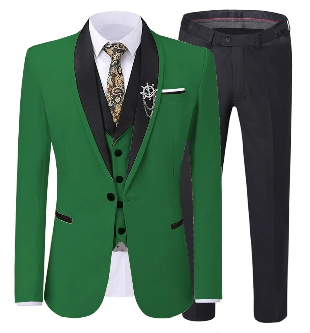 Men's 3 Pieces Classic Flat Shawl Lapel Tuxedos For Wedding  (Blazer vest Pants)