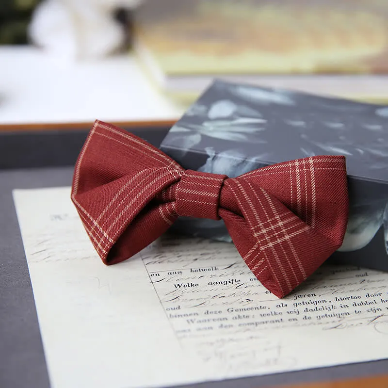 Men's British Style Classic Plaid Bow Tie