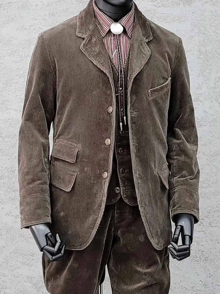 Men's Brown Corduroy Suit Jacket