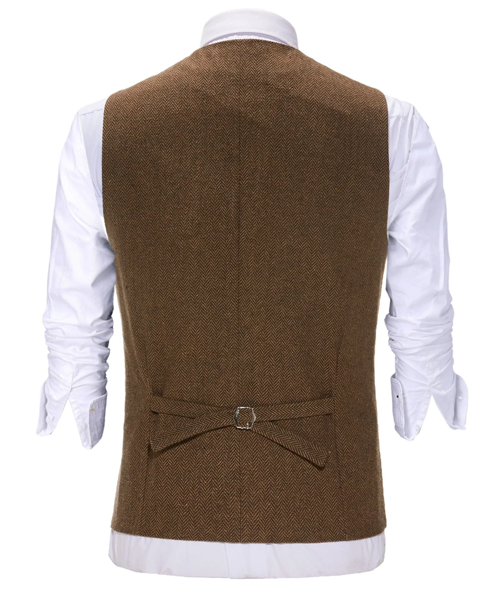 Men's Classic vintage Vest Tweed Herringbone Notch Lapel Waistcoat