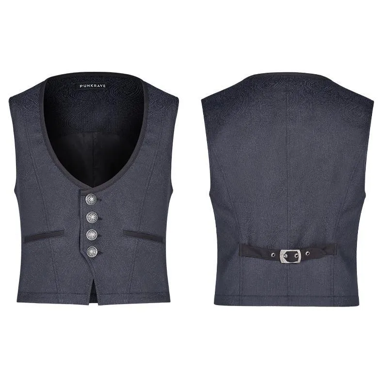 Men's Goth Single-Breasted Vest Blue