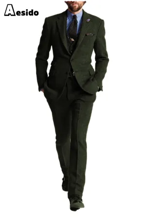 Men‘s Suit 3 Pieces Single Button Notch Lape Jacket (Blazer Vest Pants)