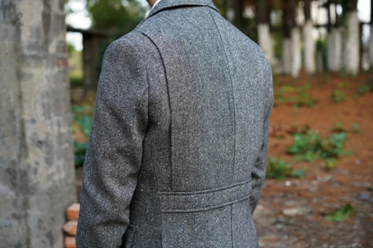 Men's Vintage Wool Tweed Blazer - Classic Safari Jacket