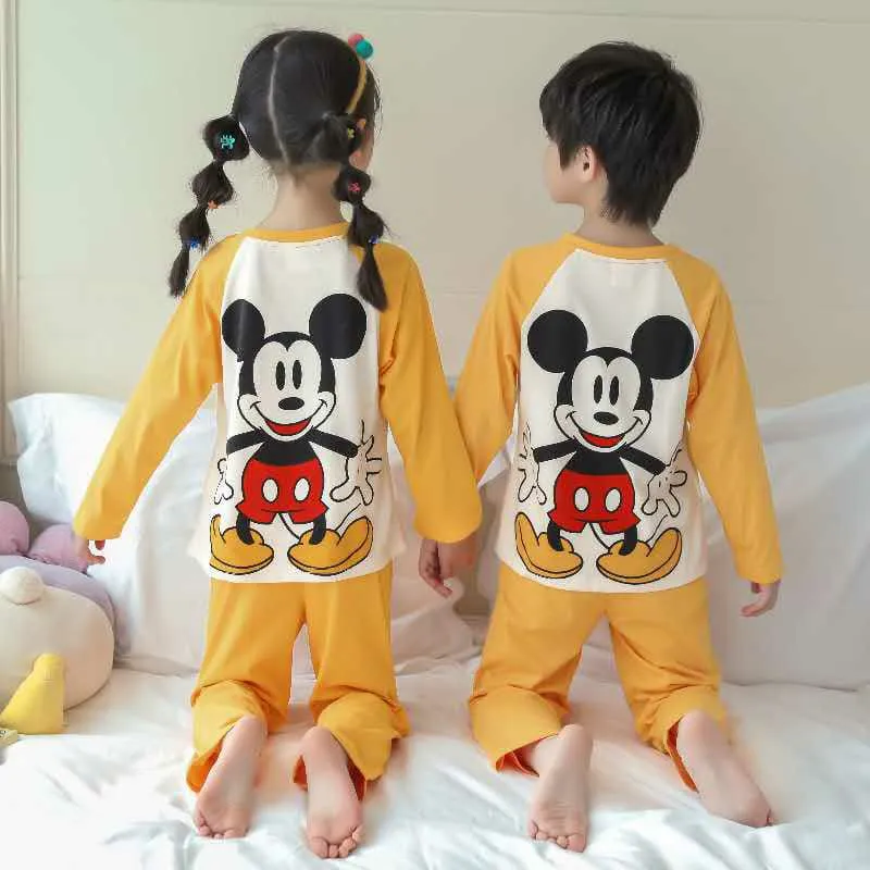 MICKEY PRINT FULL SLEEVES NIGHT SUIT - YELLOW