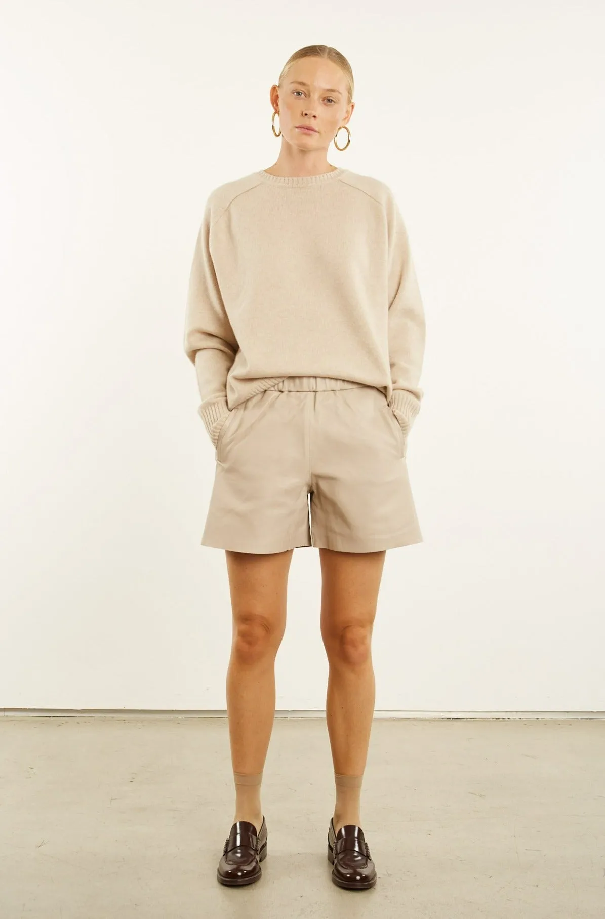 Off White Leather Culotte Shorts