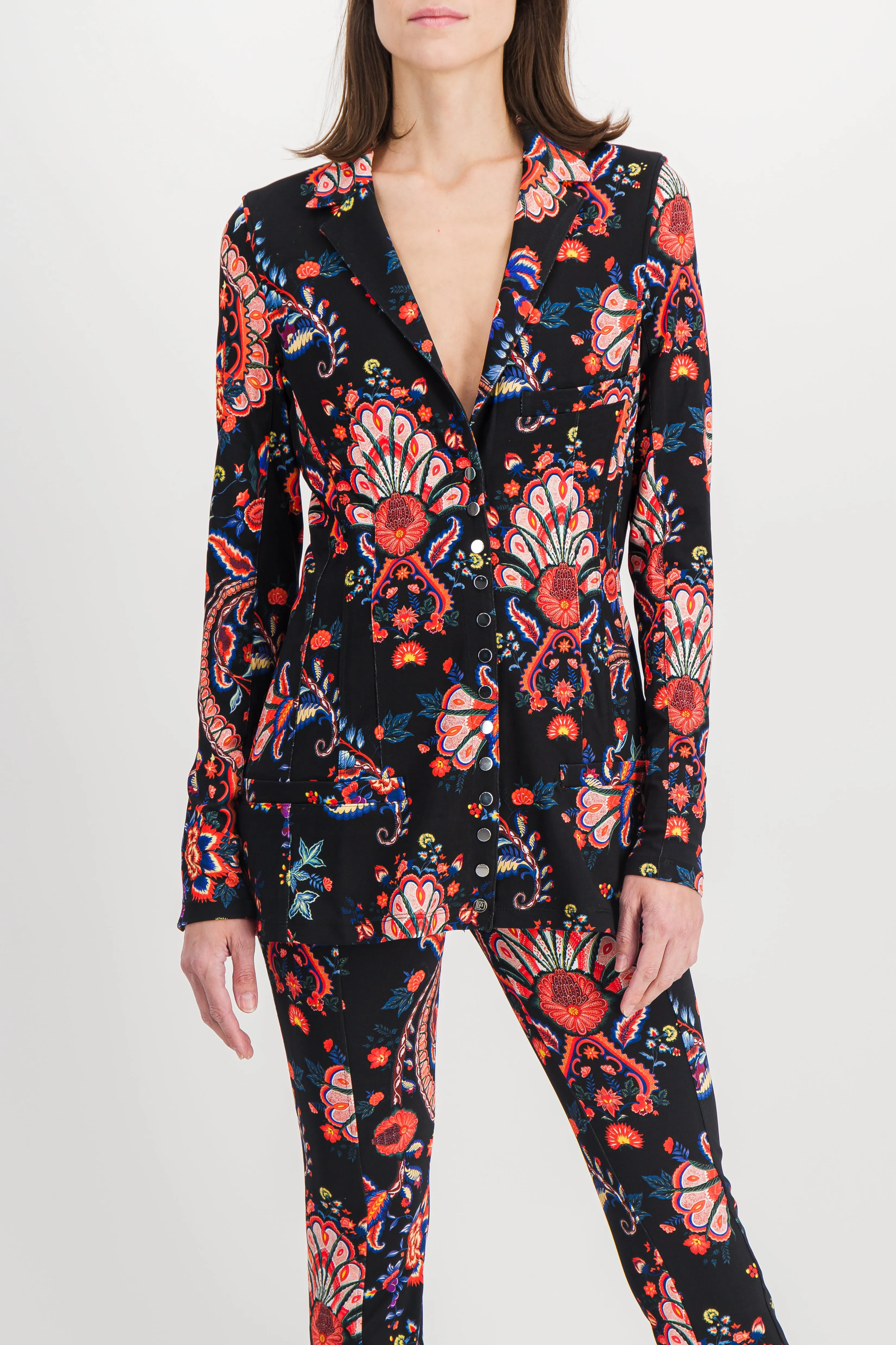 Paisley printed fitted tailoring blazer