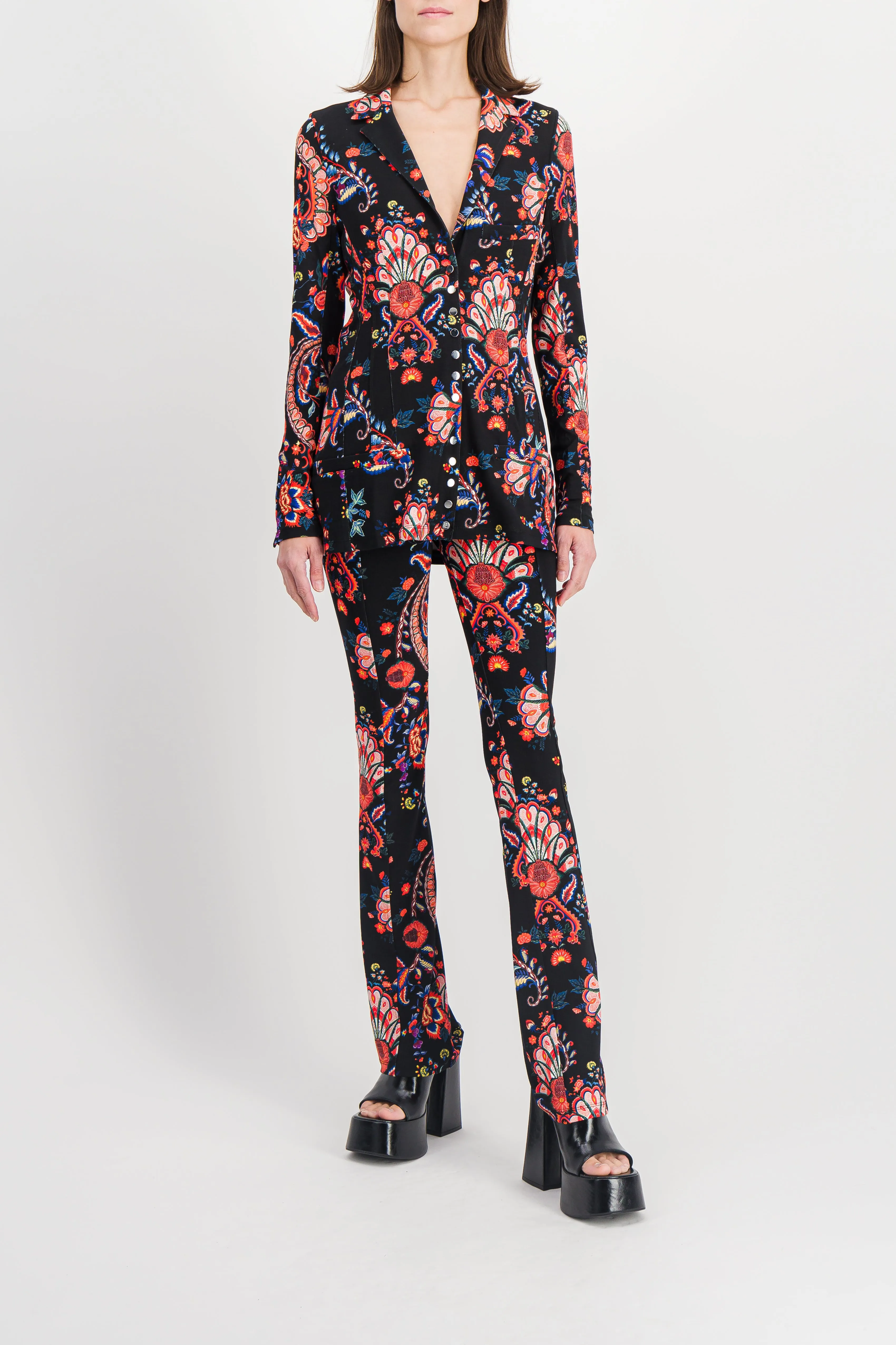 Paisley printed fitted tailoring blazer