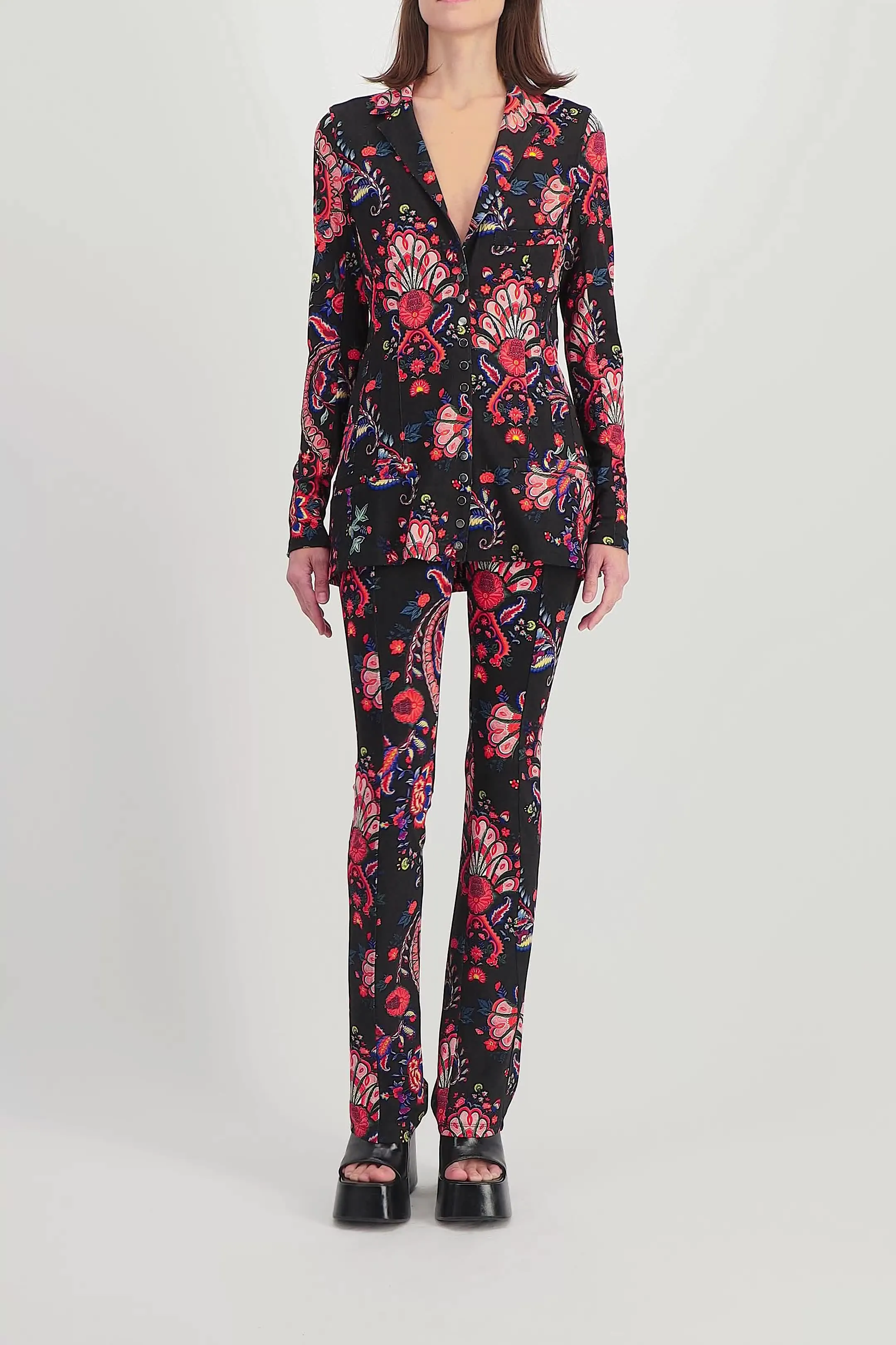 Paisley printed fitted tailoring blazer