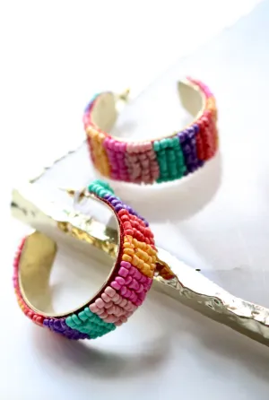 Party Stripe Hoop Earring | Rainbow