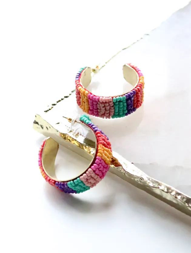 Party Stripe Hoop Earring | Rainbow