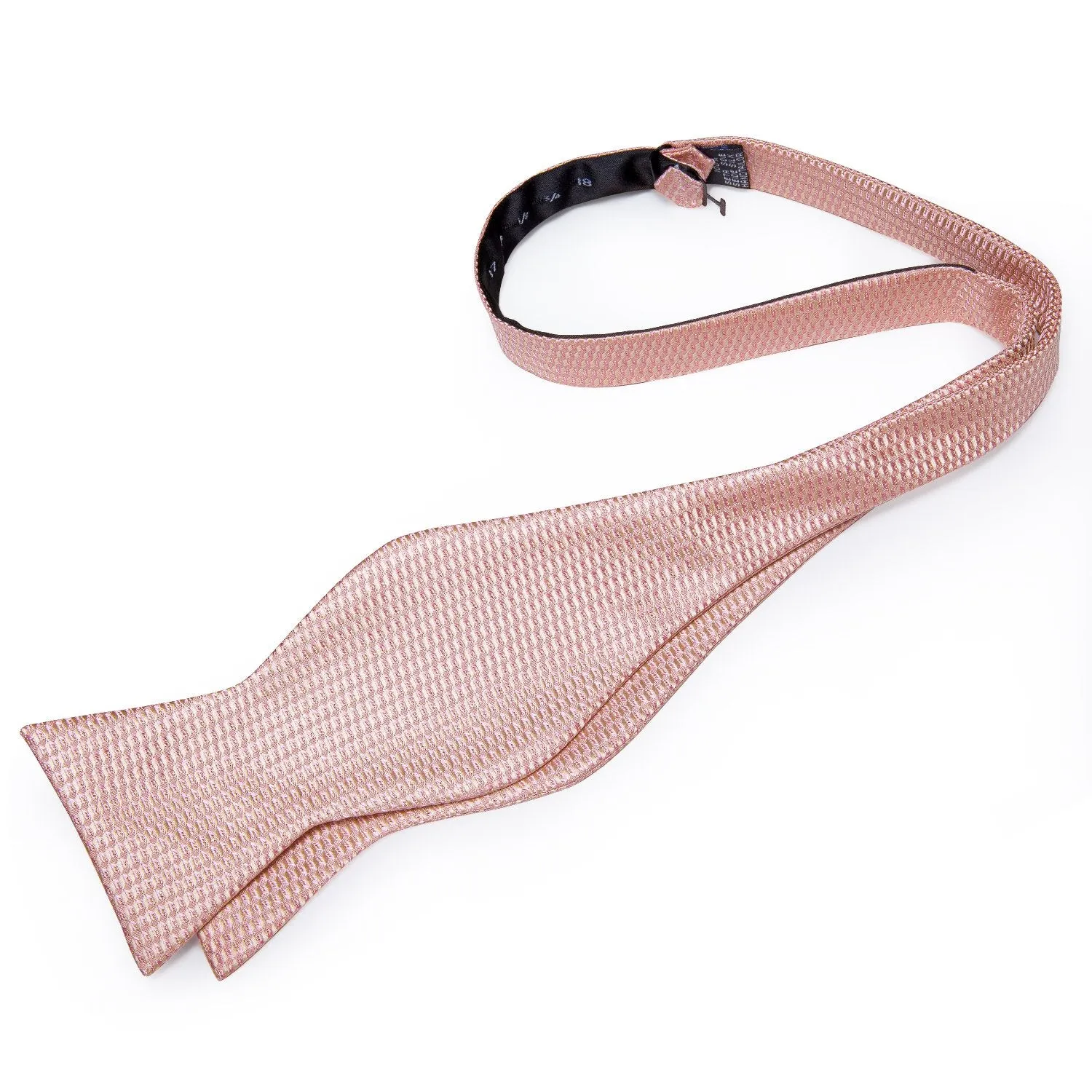 Pink Plaid Self-Bowtie Pocket Square Cufflinks Set