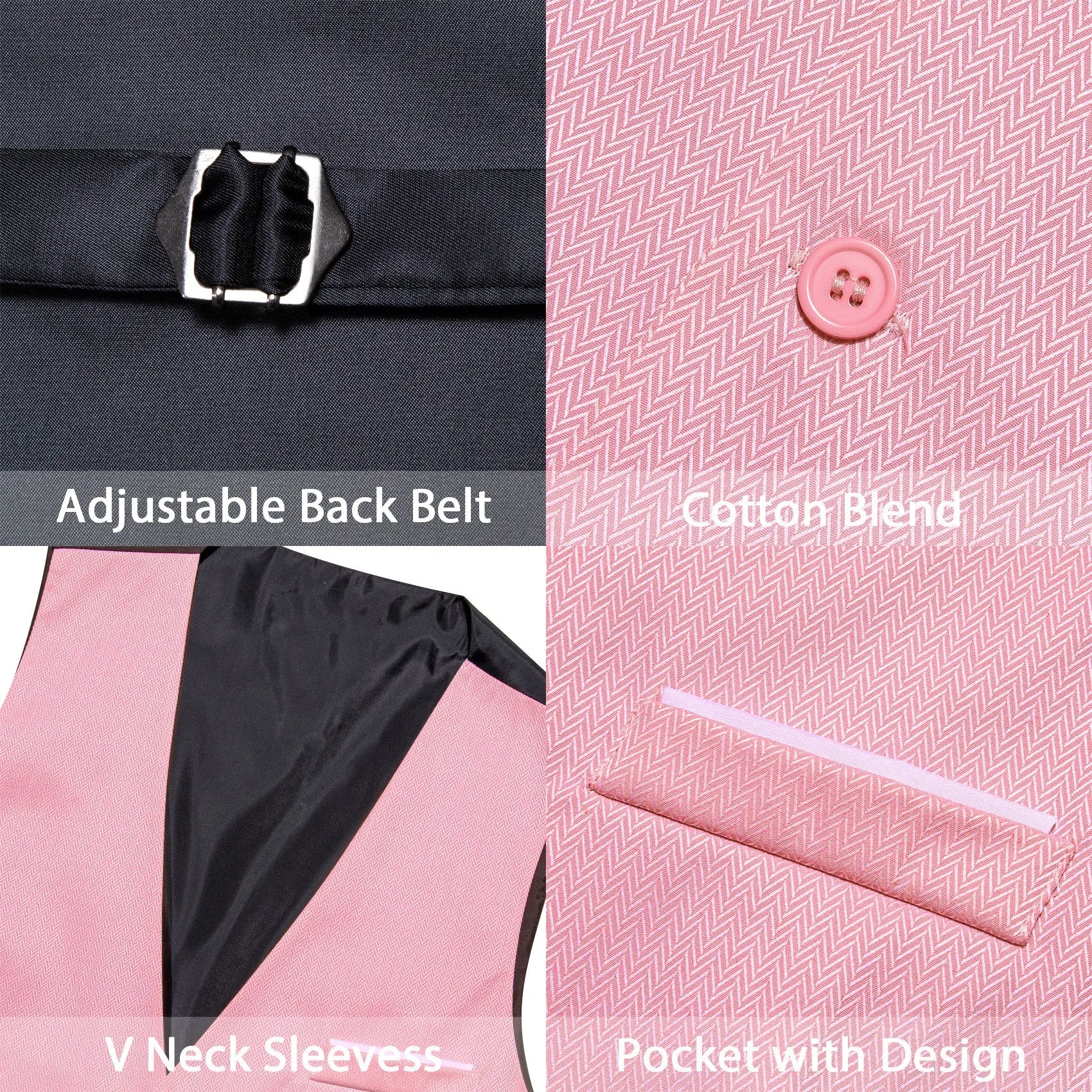 Pink Solid Men's V-Neck Business Vest