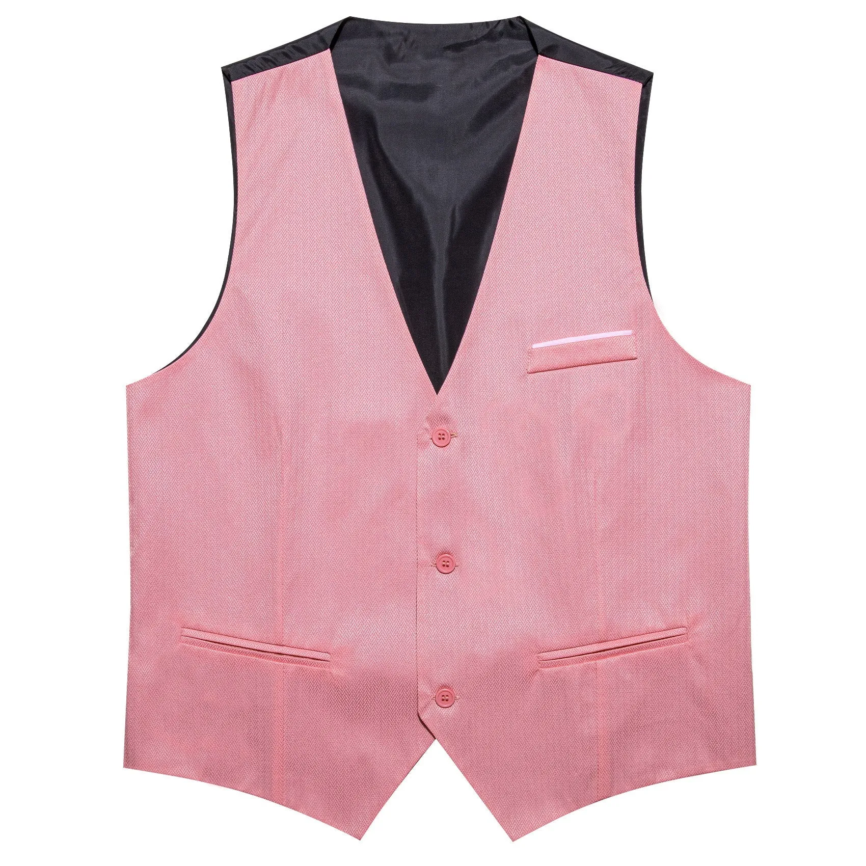 Pink Solid Men's V-Neck Business Vest