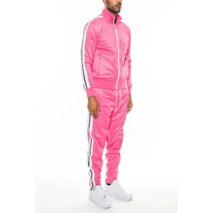 Pink Striped Tape Track Suit