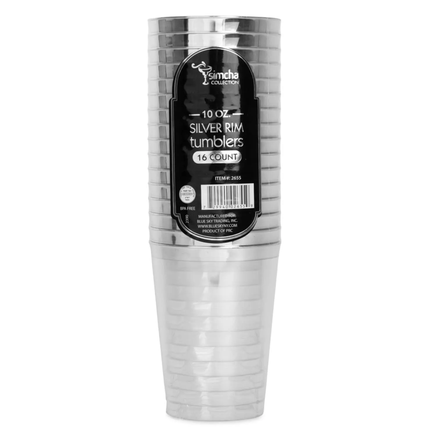 "BULK" Plastic Disposable Cups Silver Rim Tumblers 10 oz Jumbo Pack