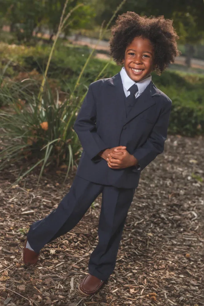 "Mason" Kids Navy Suit (5-Piece Set)