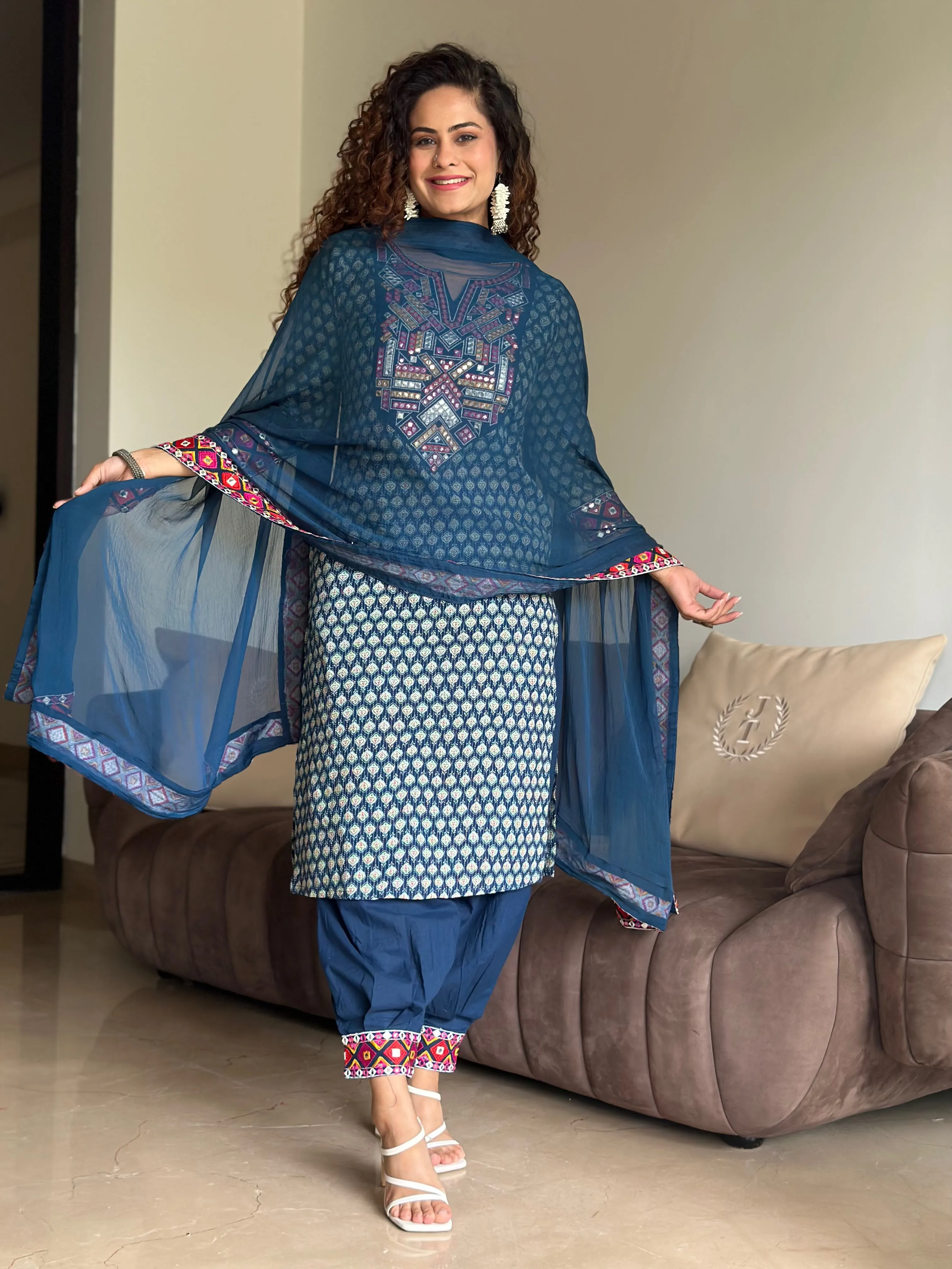 Radha Blue Kurta With Afghani Salwar