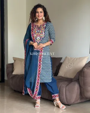 Radha Blue Kurta With Afghani Salwar