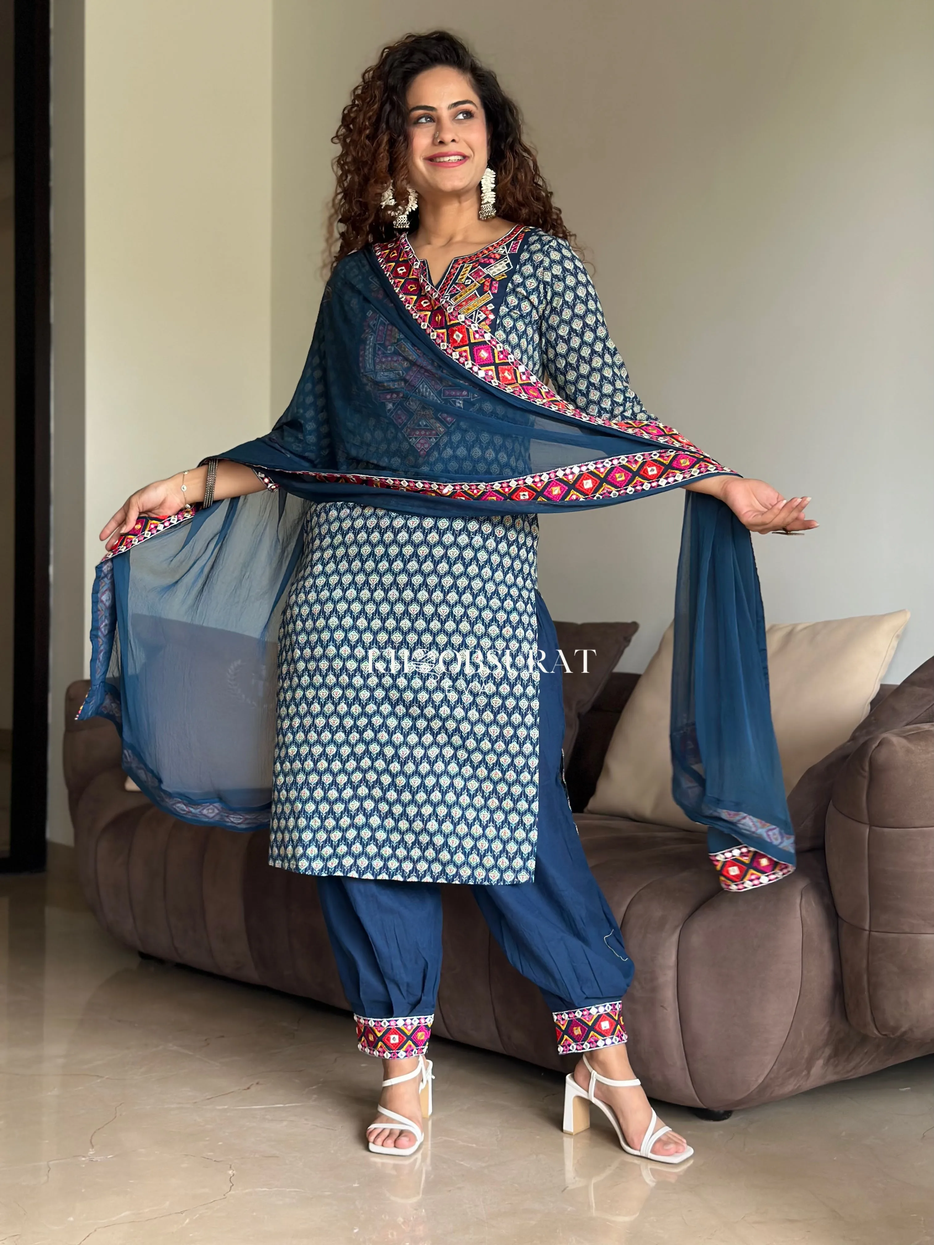 Radha Blue Kurta With Afghani Salwar