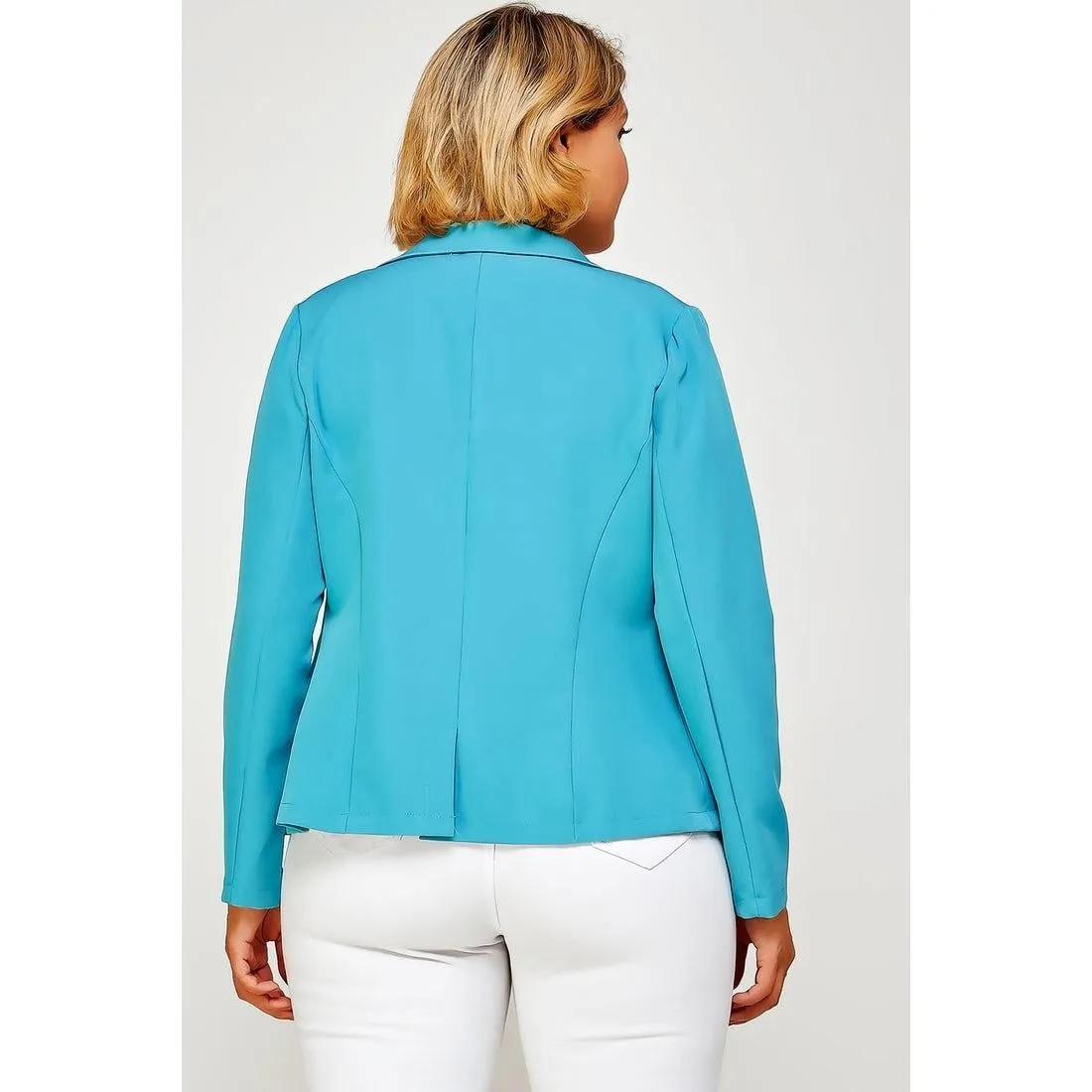 Royal Curves Single Button Ash Blue Fitted Blazer