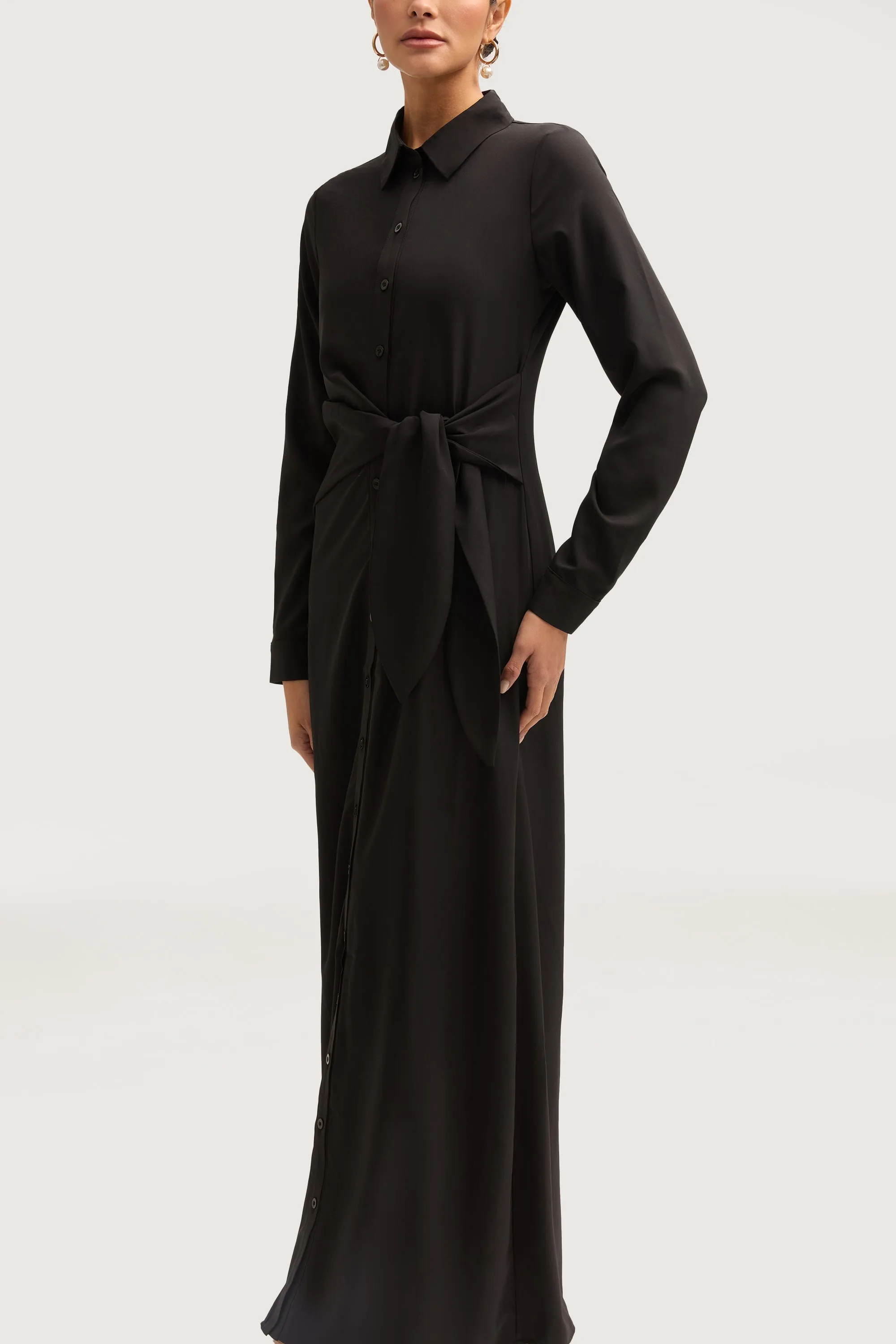 Sandra Side Tie Maxi Dress - Black