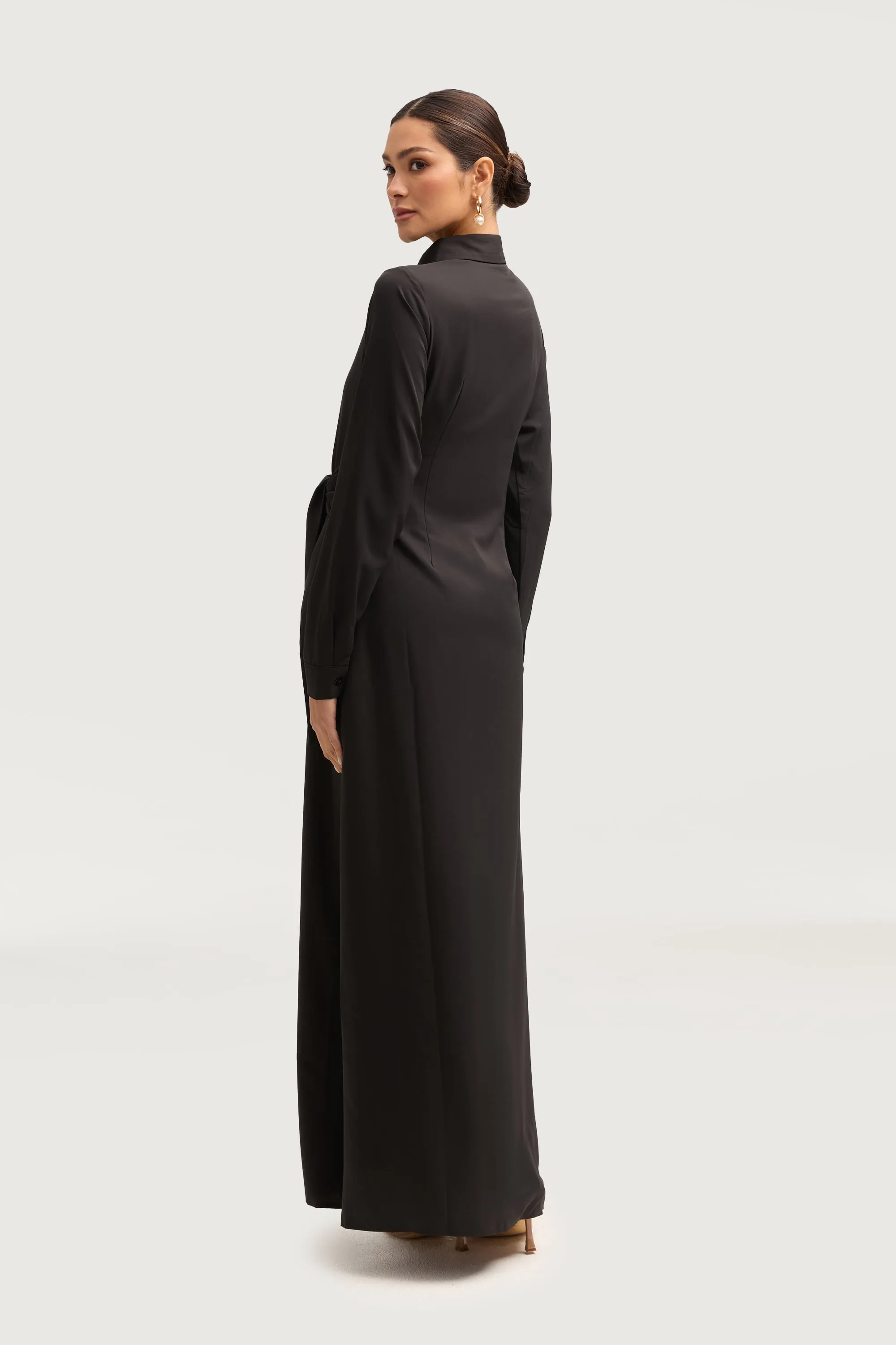 Sandra Side Tie Maxi Dress - Black